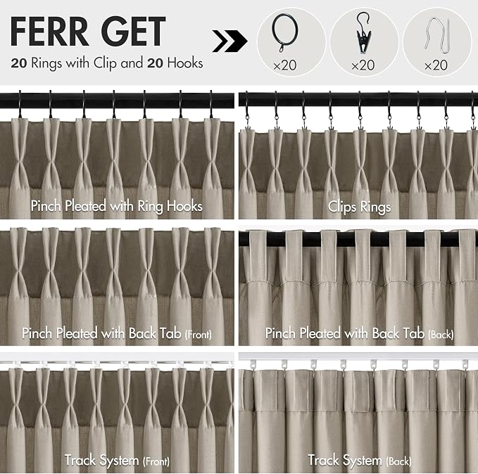 Memory Trained Pinch Pleated Curtains 90 Inches Long, Viral Linen Pinch Pleat - Image 5