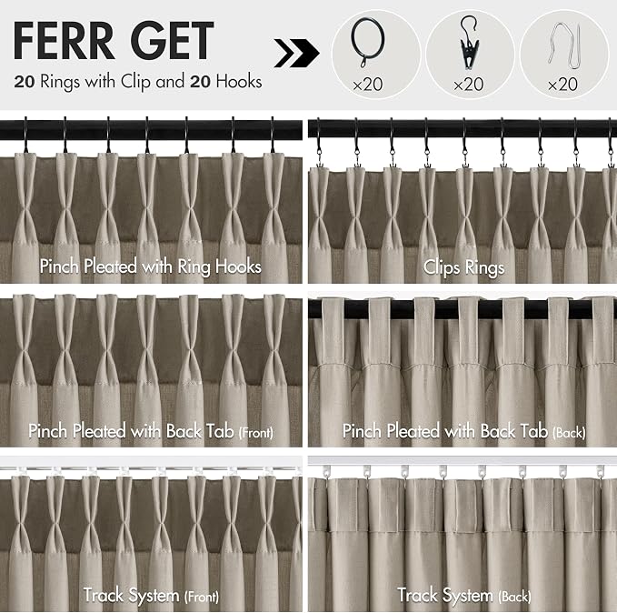 Memory Trained Pinch Pleated Curtains 108 Inches Long, Viral Linen Pinch Pleat - Image 5