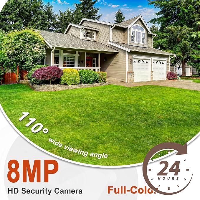 MWRCTV 8MP POE IP Camera Outdoor, 4K Turret Security Dome Camera 2.8mm Wide - Image 3