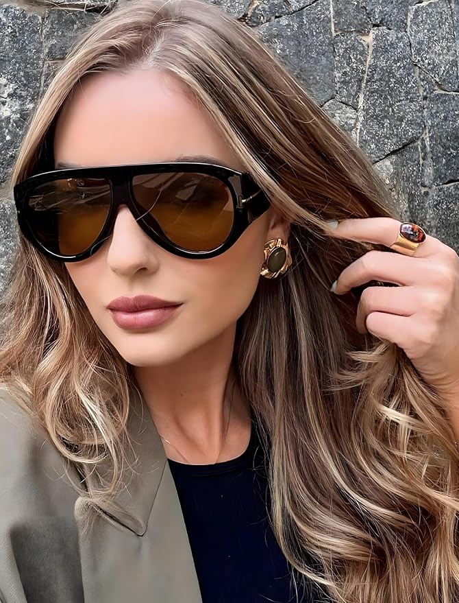 Oversized Retro Aviator Sunglasses - Image 3