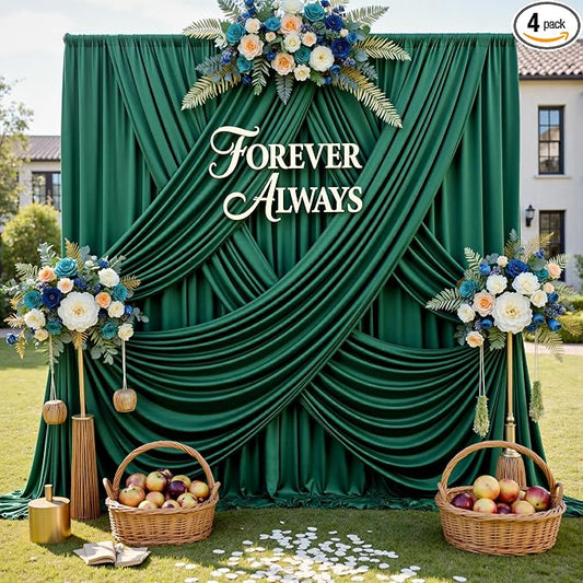 20ft x 12ft Wrinkle Free Hunter Green Backdrop Curtains by CO-AVE
