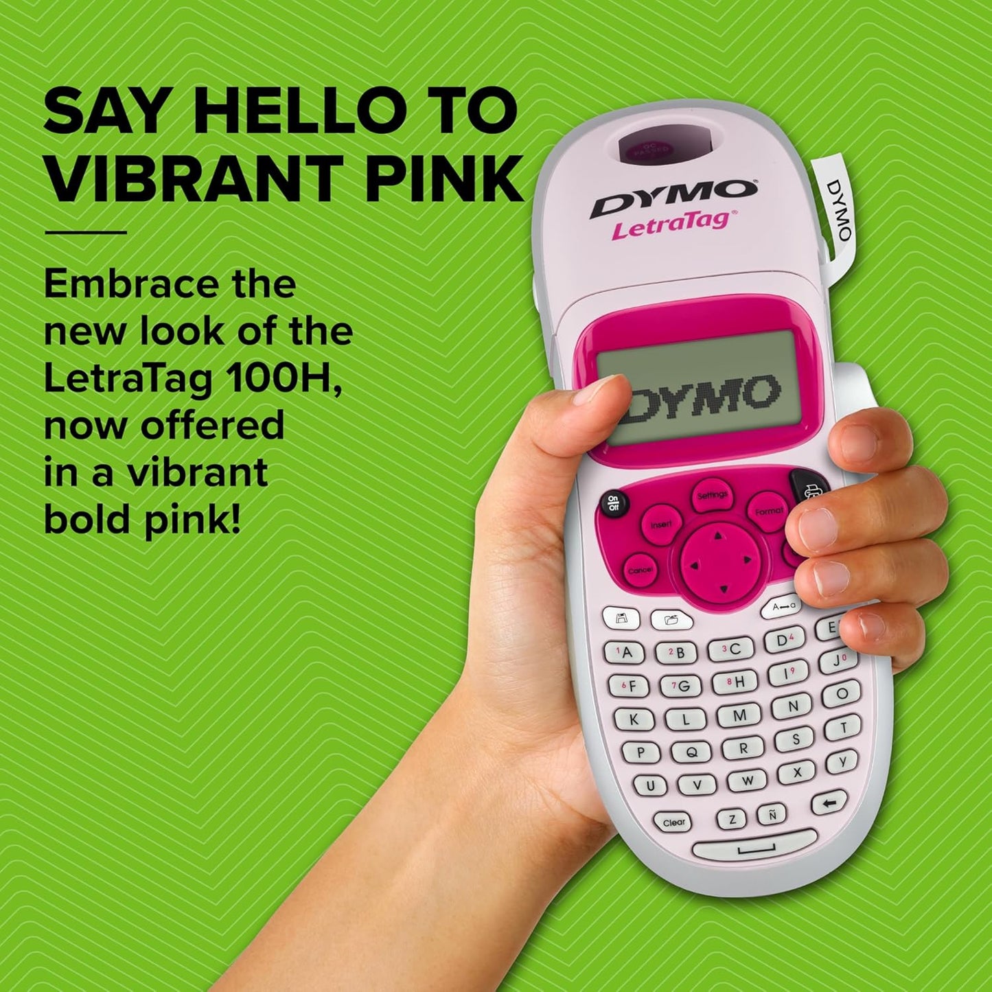 DYMO LetraTag LT-100H Handheld Label Maker | ABC Keyboard Label Printer with Easy-to-Use, 13 Character LCD Screen | Great for Home & Office Organisation | Pink