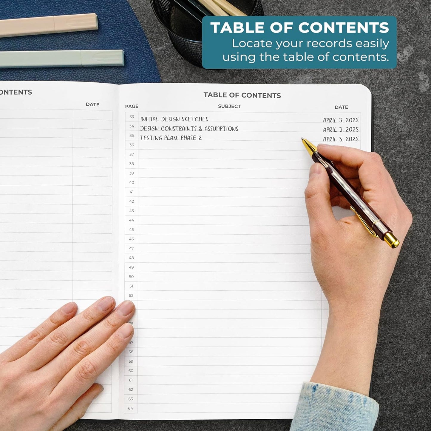 Clever Fox Engineering Notebook – Hardcover Grid Notebook with Numbered Pages, Table of Contents – Patent, Lab & Invention Journal for Engineers & STEM (Black)