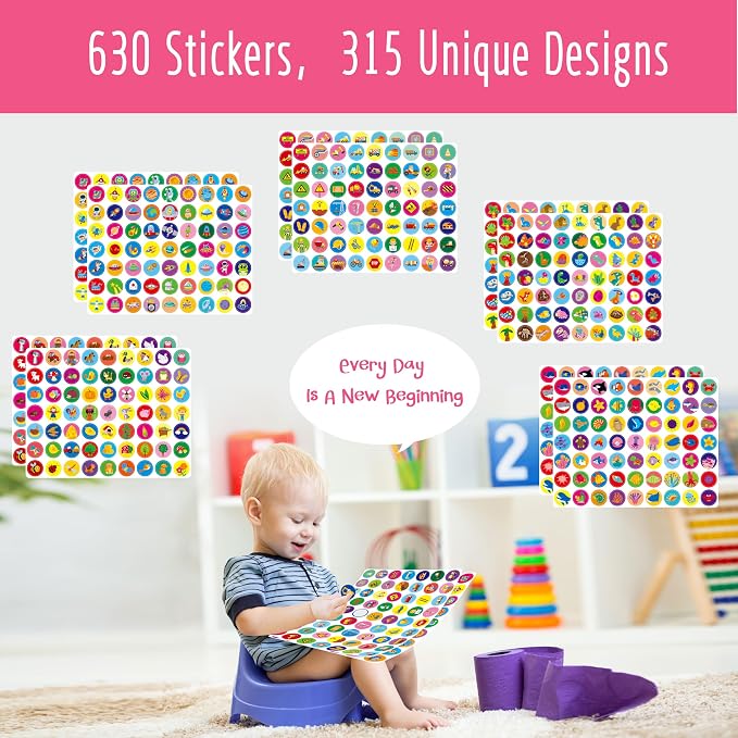 Potty Training Sticker Chart for Kids, 15 Incentive Potty Charts & 630 Stickers - Image 3