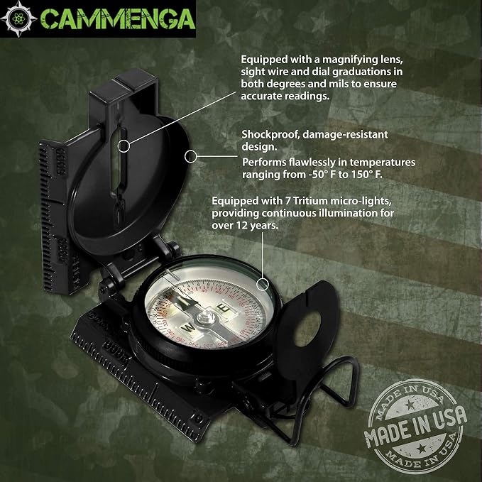 Cammenga Official US Military Tritium Lensatic Compass, Accurate Waterproof - Image 3
