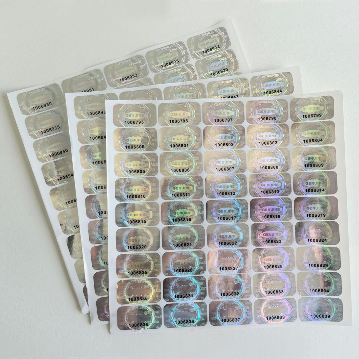 1200 pcs Hologram Tamper Proof Sticker, Security Tamper evident Label, Genuine Authentic Warranty Void Seal Labels with Unique Serial Number (1.2X0.68 inch,Silver)