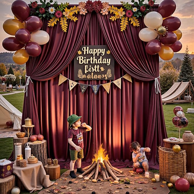 50ft x 15ft Burgundy Backdrop Curtains - Image 8