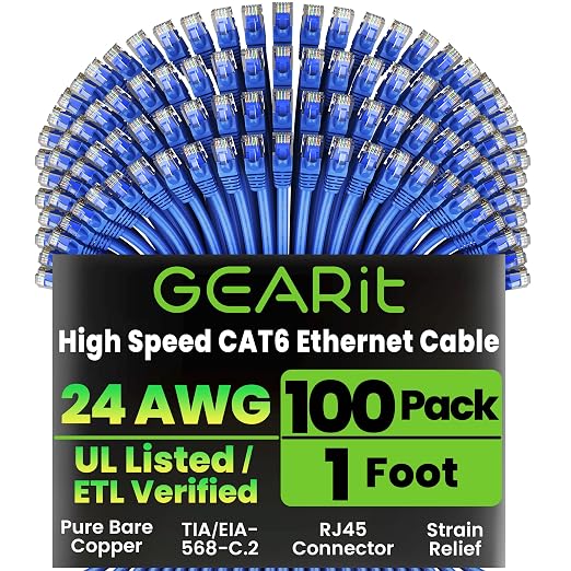 GEARit Cat 6 Patch Cables 1 ft Blue by GEARit
