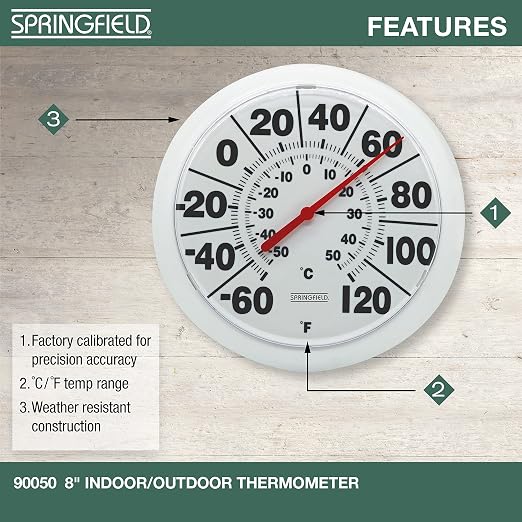 Springfield Indoor Outdoor Big and Bold Dial Thermometer, Wireless Thermometer - Image 2