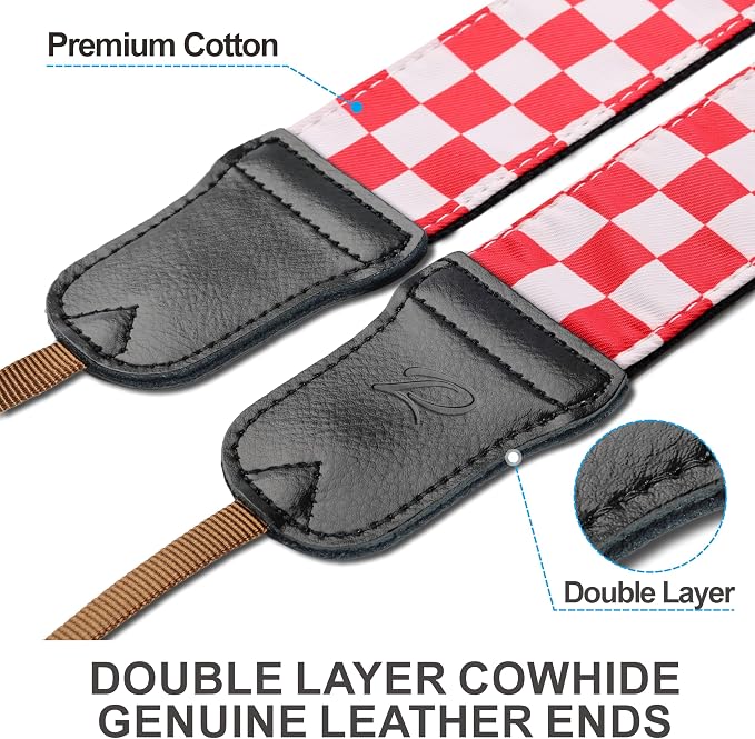 Padwa Lifestyle Red White Plaid Camera Strap - Image 2