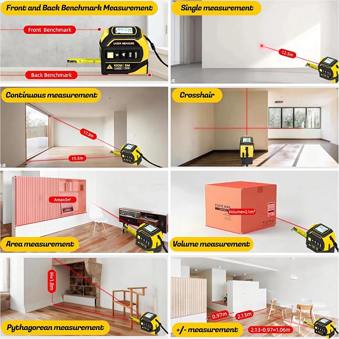 4-in-1 Laser Tape Measure with Level, 16Ft Ruler, 197Ft Laser | Almighty - Image 5