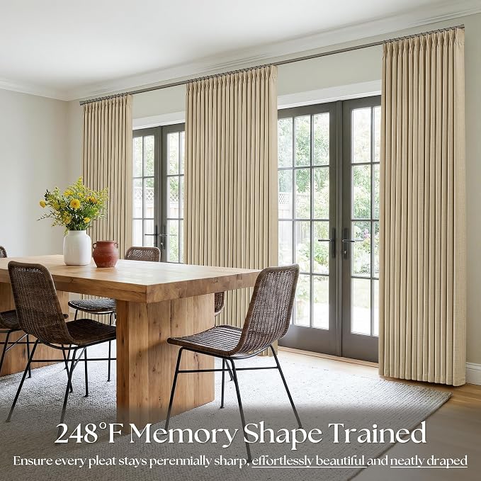 Tan Beige Pinch Pleated Linen Curtains 84 Inches Long - Image 7