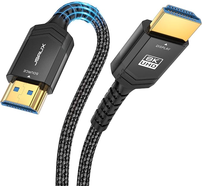 JSAUX Long HDMI Cable Fiber Optic 100FT, 8K 48Gbps Ultra High Speed Slim HDMI by JSAUX