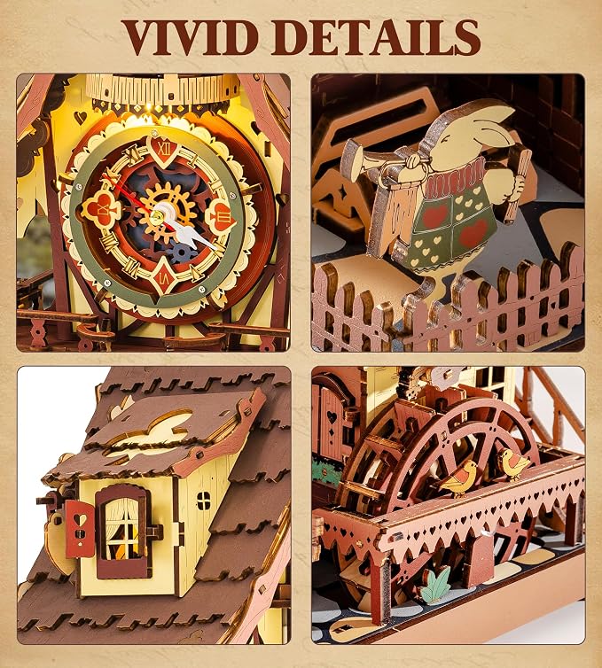 ROKR Cuckoo Clock Mechanical 3D Wooden Puzzle Kit - Image 4