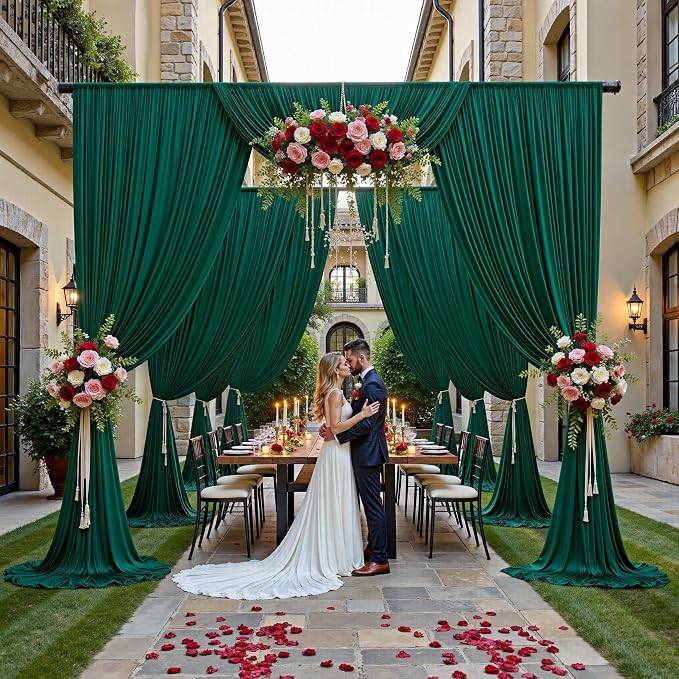 20ft x 15ft Hunter Green Backdrop Curtains - Image 4