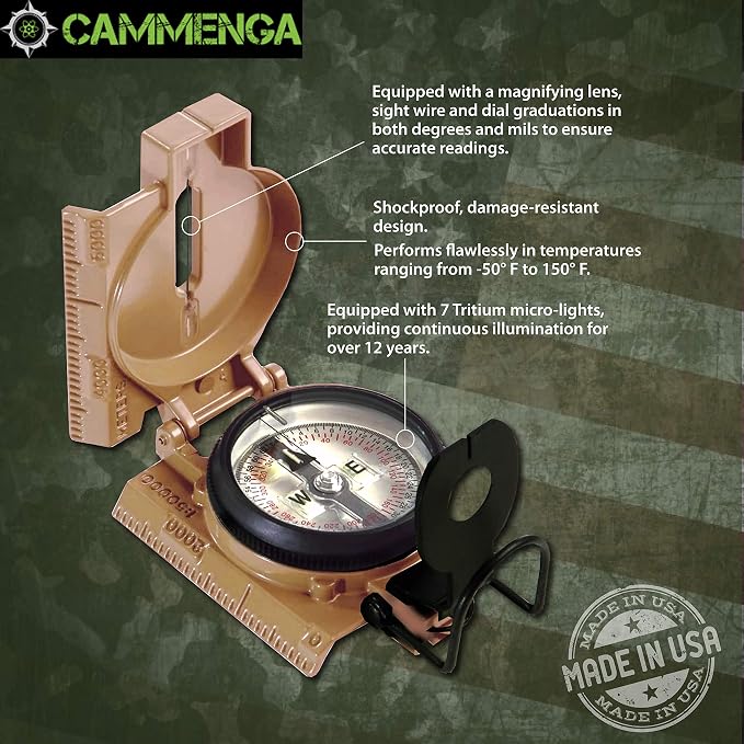 Cammenga Official US Military Tritium Lensatic Compass, Accurate Waterproof - Image 4