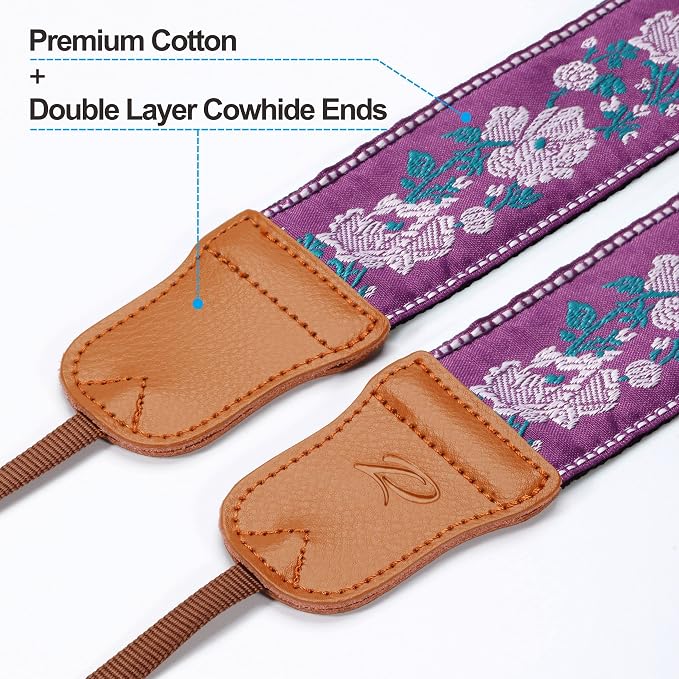 Padwa Lifestyle Purple Flowers Embroidered Camera Strap - Image 2