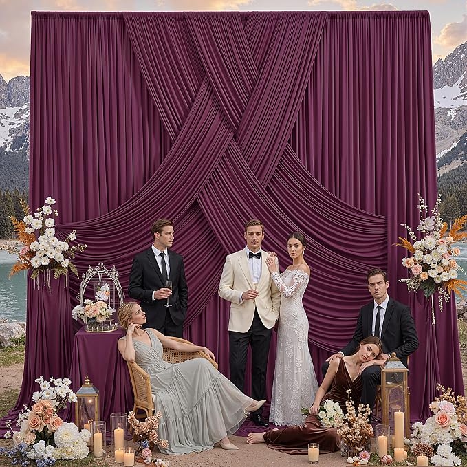 50ft x 12ft Burgundy Backdrop Curtains - Image 8