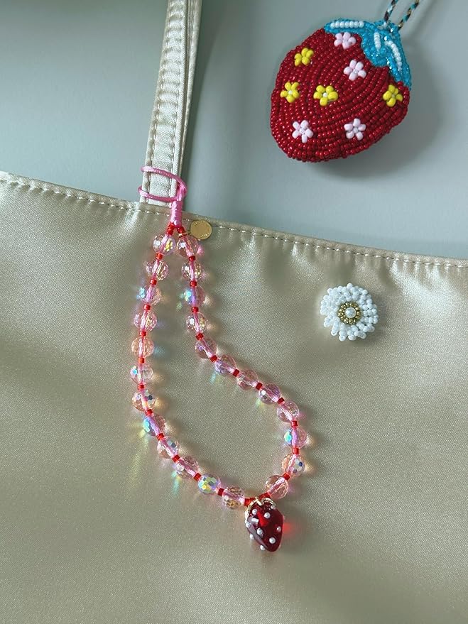 Drawwind Phone Charm Beaded Wristlet Strap Universal Cell Phone Lanyard Cute - Image 3