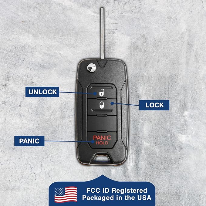 KeylessOption Keyless Entry Remote Control Car Flip Key Blade Fob Uncut Blank - Image 6