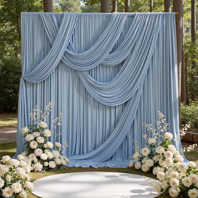 50ft x 15ft Dusty Blue Backdrop Curtains by CO-AVE
