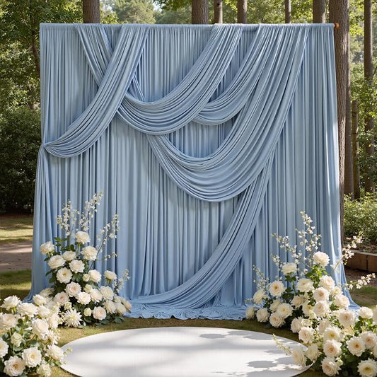 20ft x 15ft Dusty Blue Backdrop Curtains by CO-AVE