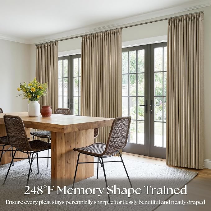 Light Brown Pinch Pleated Bedroom Curtains 102 Inches Long 4 Panels Set - Image 7