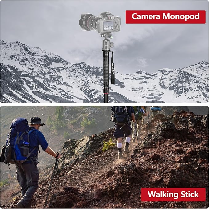 Manbily Carbon Fiber Camera Monopod, Portable Compact Lightweight Travel Monopod - Image 7