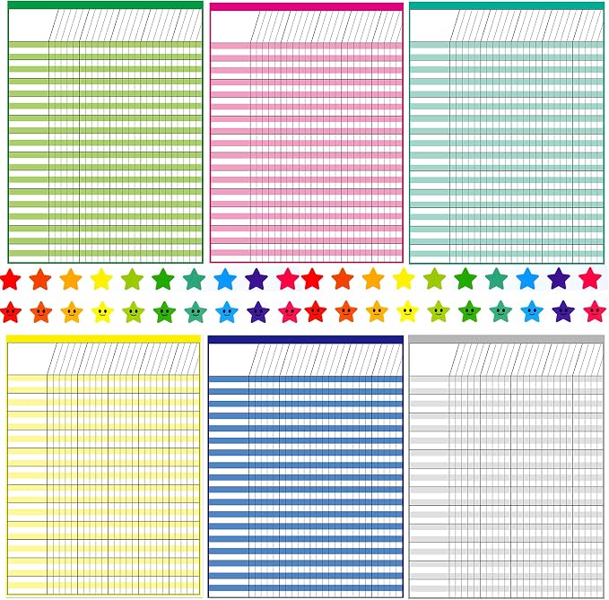Youngever 6 Pack Multi-Color Laminated Dry Erase Incentive Chart - Image 2