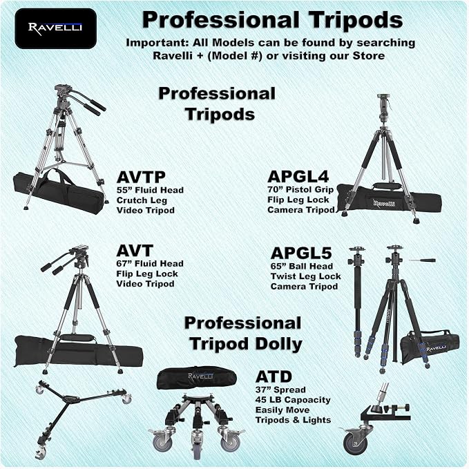 Ravelli APLT3 53" Light Weight Aluminum Tripod, - Image 9