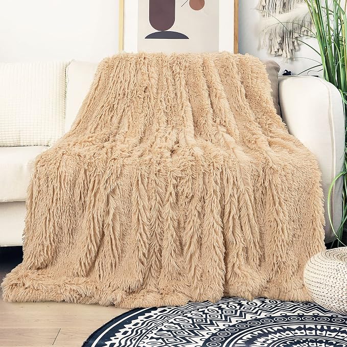 Tuddrom Decorative Extra Soft Faux Fur Throw Blanket 50"x60", Solid Reversible - Image 7