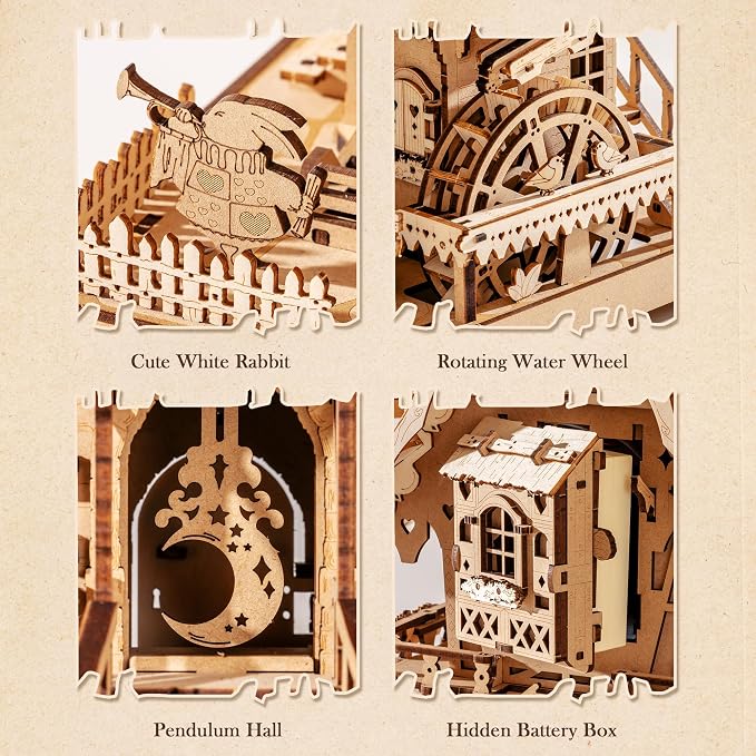 ROBOTIME 3D Wooden Puzzles for Adults-Cuckoo Clock Wooden Models for Adults to - Image 5