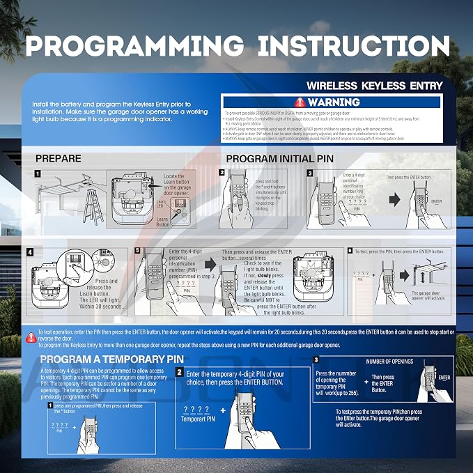 Avisontek for Wireless Linear Garage Door Opener Keypad LPWKP/MDTK - Image 9