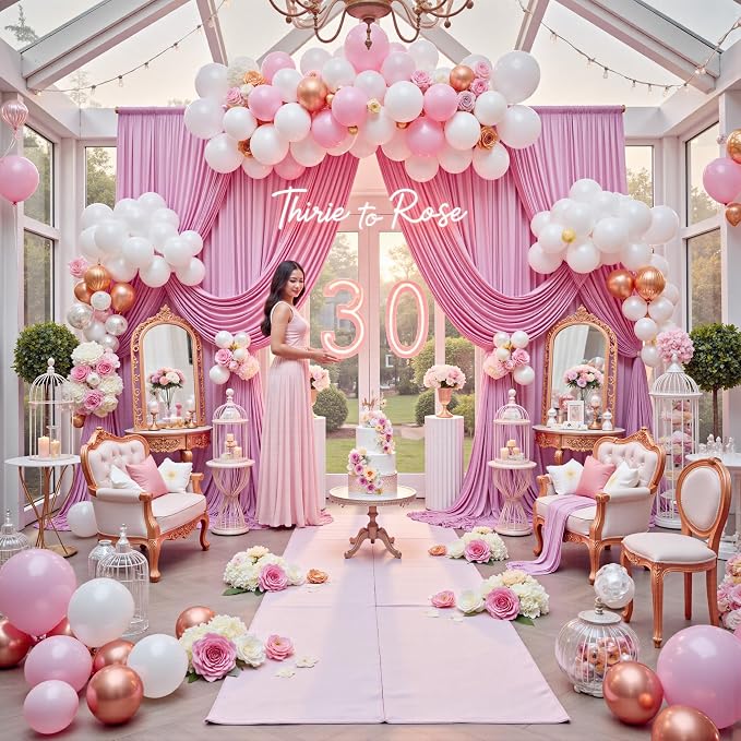 20ft x 12ft Wrinkle Free Pink Backdrop Curtains - Image 6