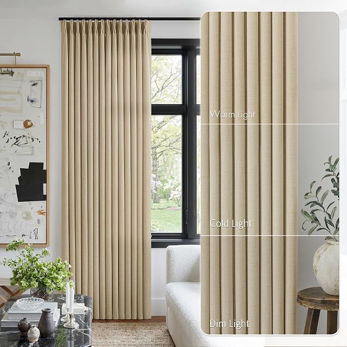 Extra Long 112 Inch Pinch Pleated Living Room Curtains 4 Panels Set, Oatmeal - Image 9