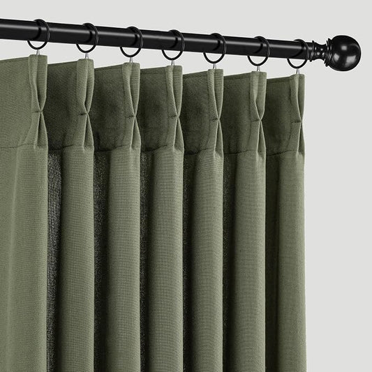 Memory Trained Pinch Pleated Curtains 96 Inches Long, Linen Pinch Pleat Sheer by ANRODUO