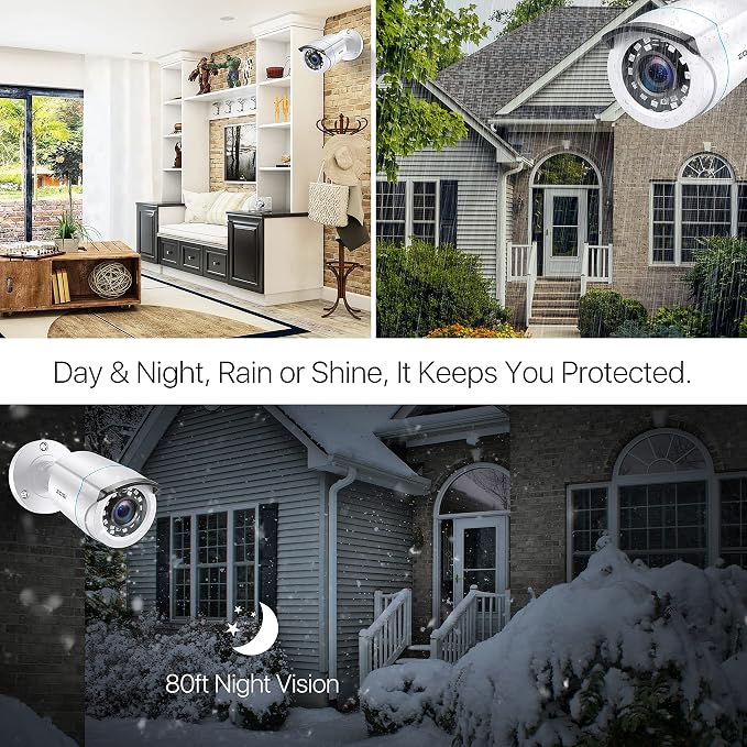 ZOSI 4 x 2MP 1080p HD-TVI Home Security Camera Outdoor Indoor 1920TVL, 80ft - Image 5
