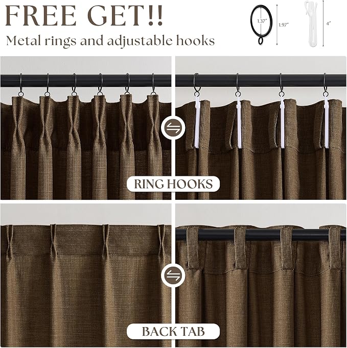 Pinch Pleated Dark Brown Curtains 90 Inches Long - Image 5