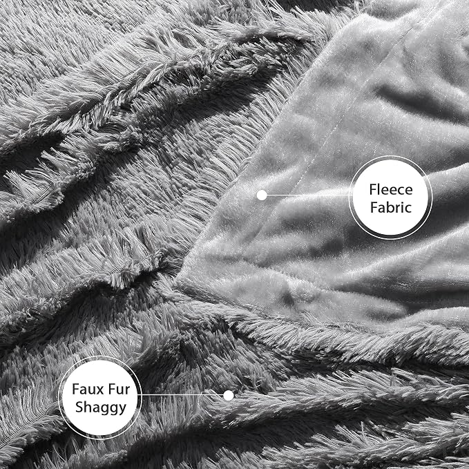 Tuddrom Decorative Extra Soft Faux Fur Throw Blanket 70" x 78", Solid Fuzzy - Image 5