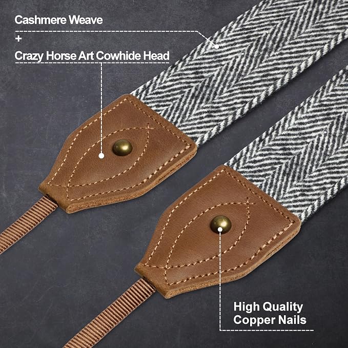 Padwa Lifestyle 2" Wide Classic Crazy Horse Art Cowhide Head Cotton Camera - Image 2