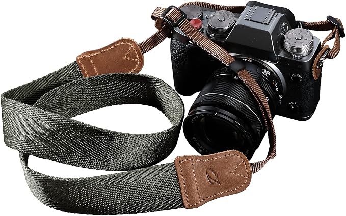 Olive Green Camera Strap, Double Layer top-grain Cowhide Ends, 1.5"Wide Pure - Image 8