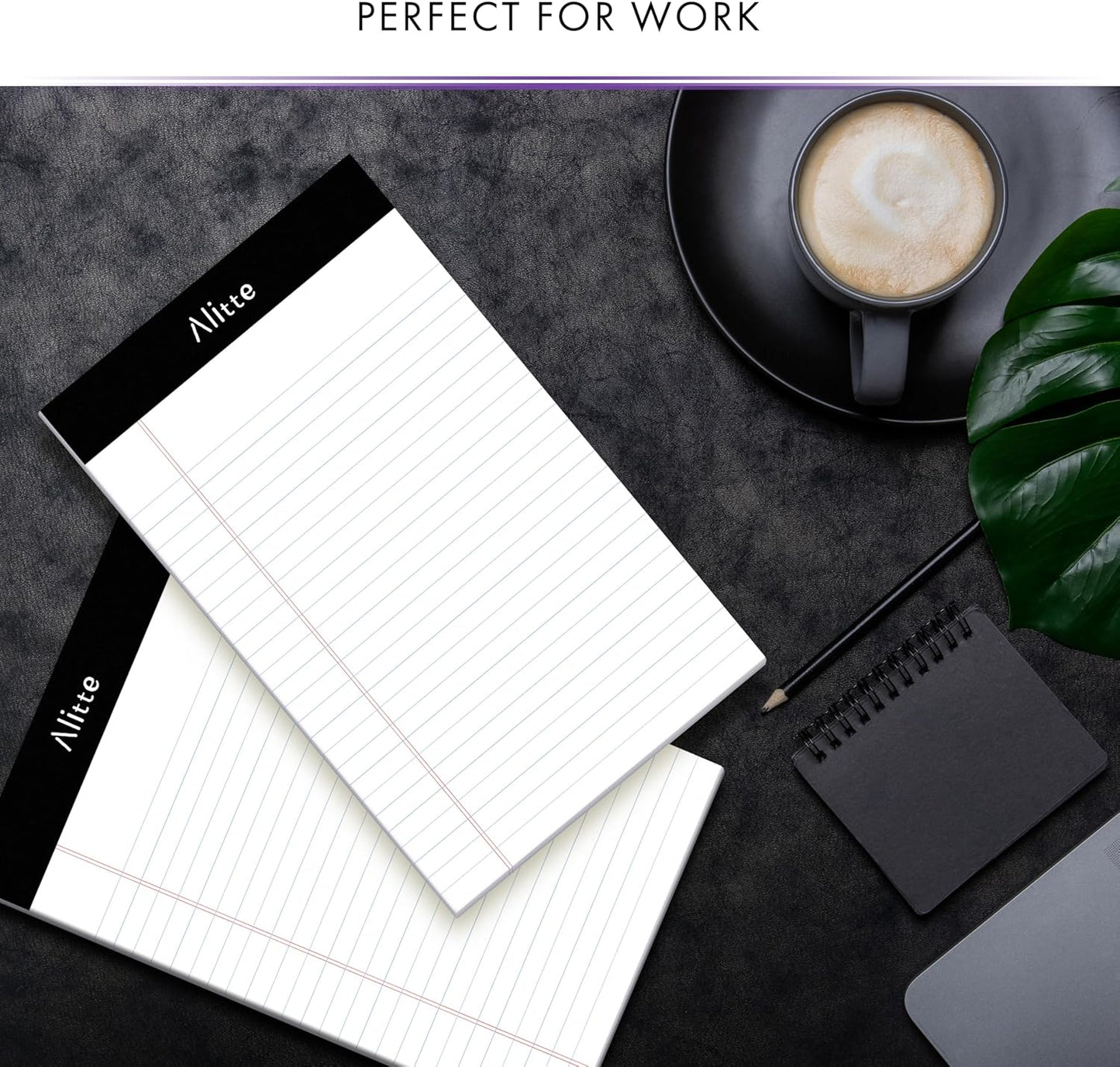Legal Notepads 5x8, Pack of 6 - Perforated Narrow Ruled Writing Pad - Premium Thick Paper, No Ink Bleeding - Blank Legal Pads For Home, Office, School, Business - 50 Sheets Per Notebook