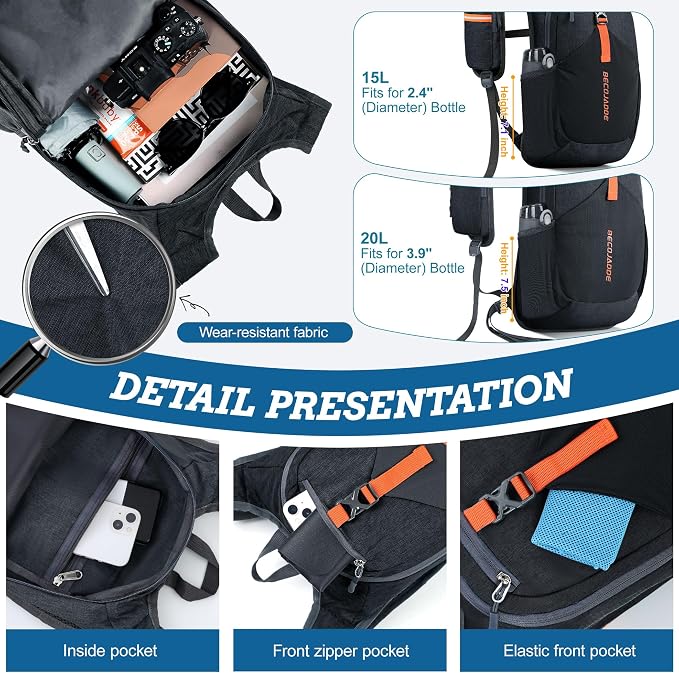 BECOJADDE 15L Small Hiking Backpack - Image 3