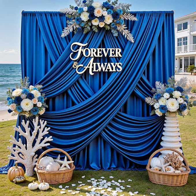 12ft x 10ft Royal Blue Backdrop Curtains by CO-AVE