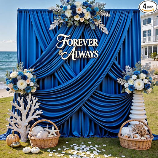 20ft x 12ft Wrinkle Free Royal Blue Backdrop Curtains by CO-AVE