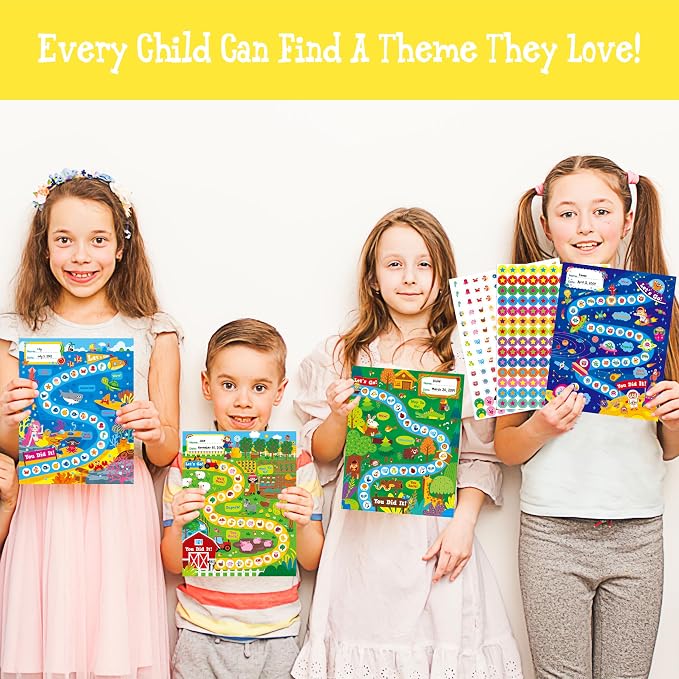 4 Incentive Charts with 3300 Reusable Stickers, Forest/Farm/Ocean/Space Themed - Image 5