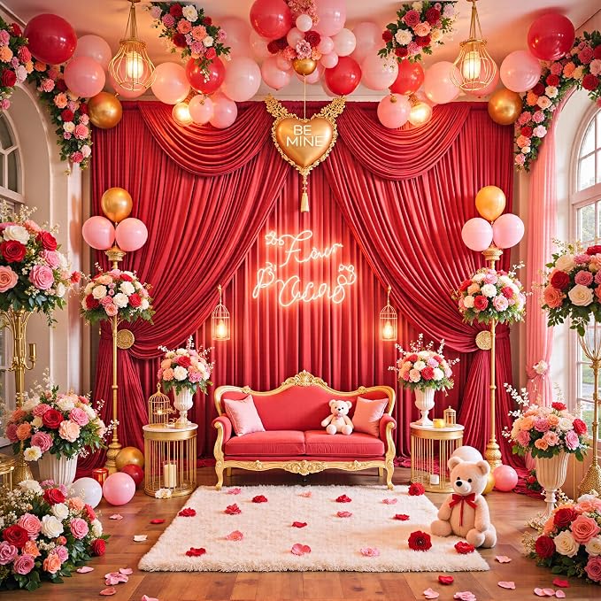 50ft x 12ft Wrinkle Free Red Backdrop Curtains - Image 7