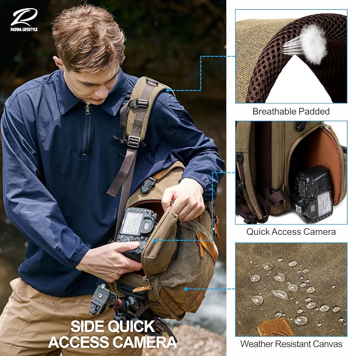 Padwa Lifestyle Khaki Camera Backpack - Image 4
