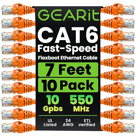 GEARit Cat 6 Ethernet Patch Cable 7 ft Orange by GEARit