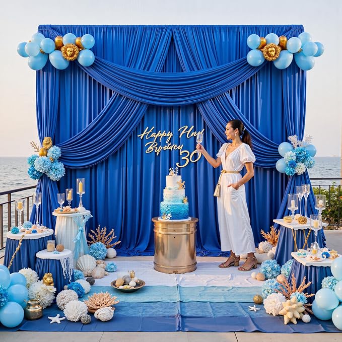 12ft x 10ft Royal Blue Backdrop Curtains - Image 3